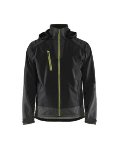 Veste softshell stretch 2D Noir/Jaune fluo