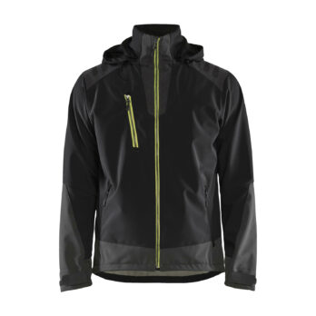 Veste softshell stretch 2D Noir/Jaune fluo