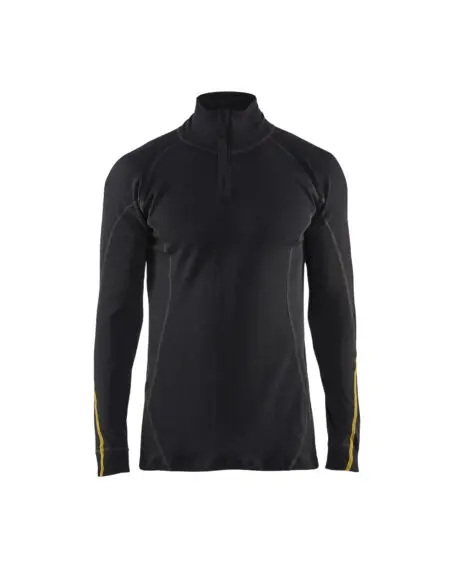 Haut de sous-vêtements retardant flamme inhérent col zippé Noir