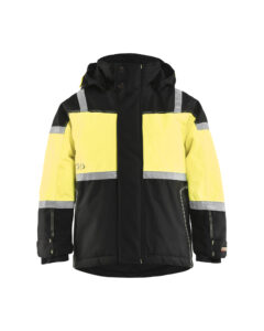 Veste à capuche hiver enfant Noir/Jaune fluo