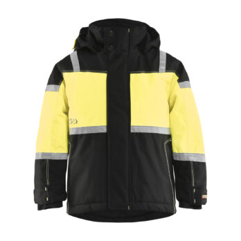 Veste à capuche hiver enfant Noir/Jaune fluo