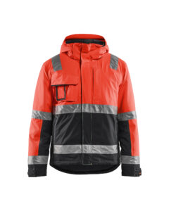 Veste hiver haute-visibilité stretch Rouge fluo/Noir