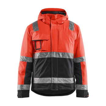 Veste hiver haute-visibilité stretch Rouge fluo/Noir