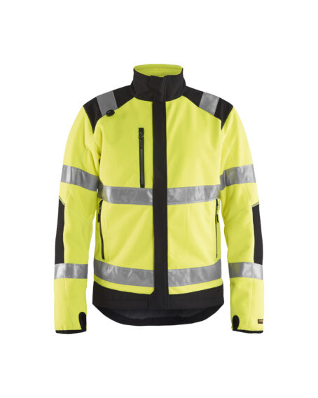 Veste polaire coupe-vent haute-visibilité Jaune fluo/Noir