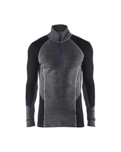 WARM 100% MERINO Zip-neck  Grey/Black