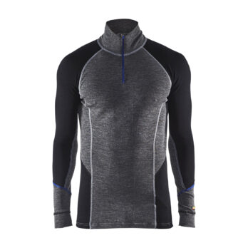 WARM 100% MERINO Zip-neck  Grey/Black