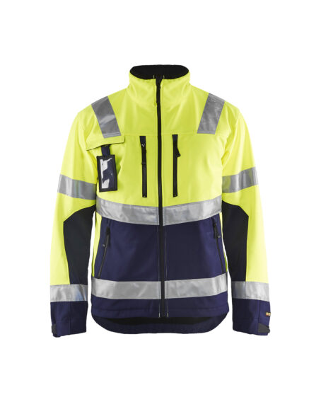 Veste Softshell haute visibilité Jaune fluo/Marine