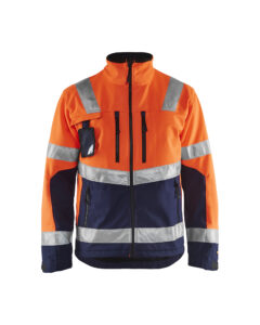 Veste Softshell haute visibilité Orange fluo/Marine