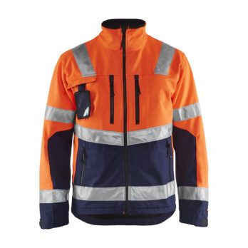 Veste Softshell haute visibilité Orange fluo/Marine