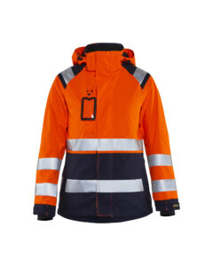 Veste hardshell haute-visibilité femme Orange fluo/Marine