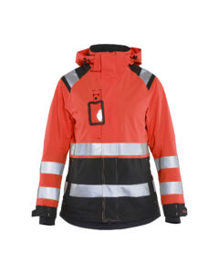 Veste hardshell haute-visibilité femme Rouge fluo/Noir