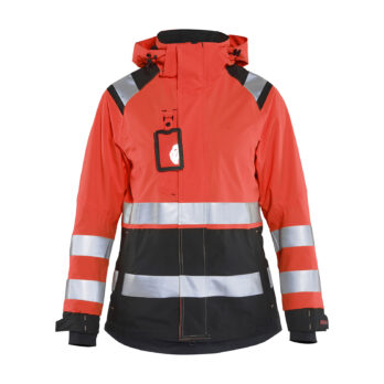 Veste hardshell haute-visibilité femme Rouge fluo/Noir