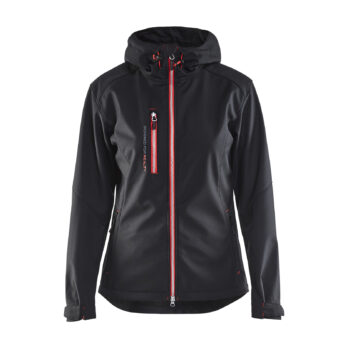 Veste softshell à capuche femme Noir/Rouge