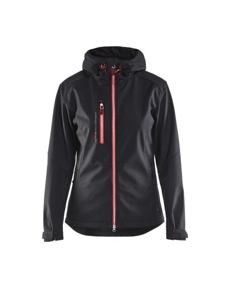 Veste softshell à capuche femme Noir/Rouge