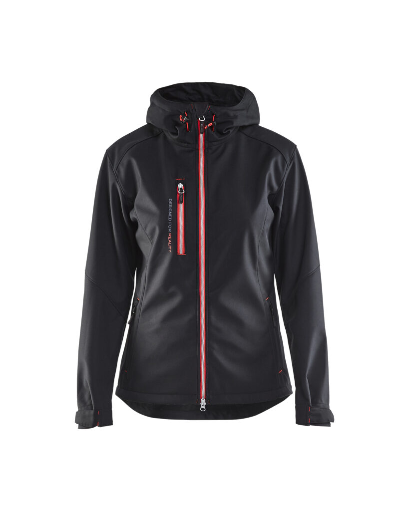 Veste softshell à capuche femme Noir/Rouge