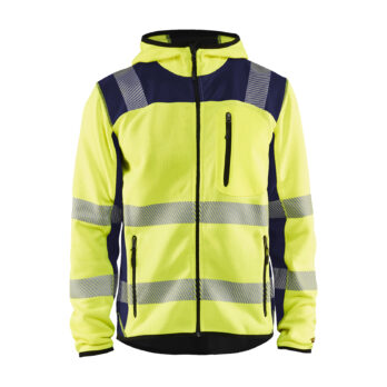 Veste tricotée à capuche haute-visibilité Jaune fluo/Marine