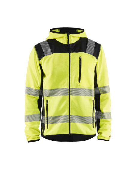 Veste tricotée à capuche haute-visibilité Jaune fluo/Noir