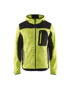 Veste tricotée à capuche Jaune fluo/Noir