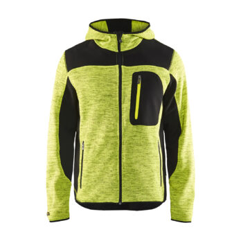 Veste tricotée à capuche Jaune fluo/Noir