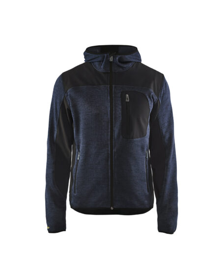 Veste tricotée à capuche Marine foncé/Noir