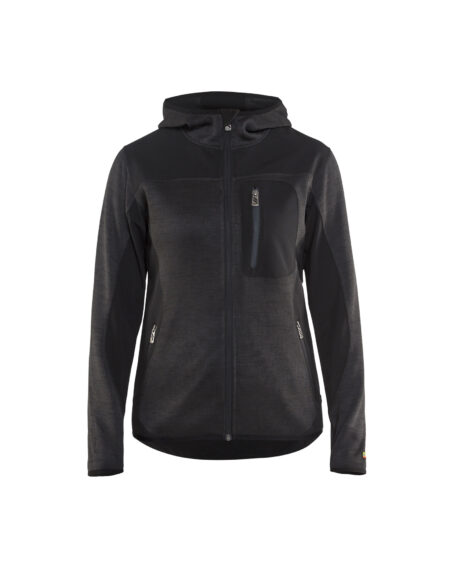 Veste tricotée à capuche femme Gris anthracite/Noir