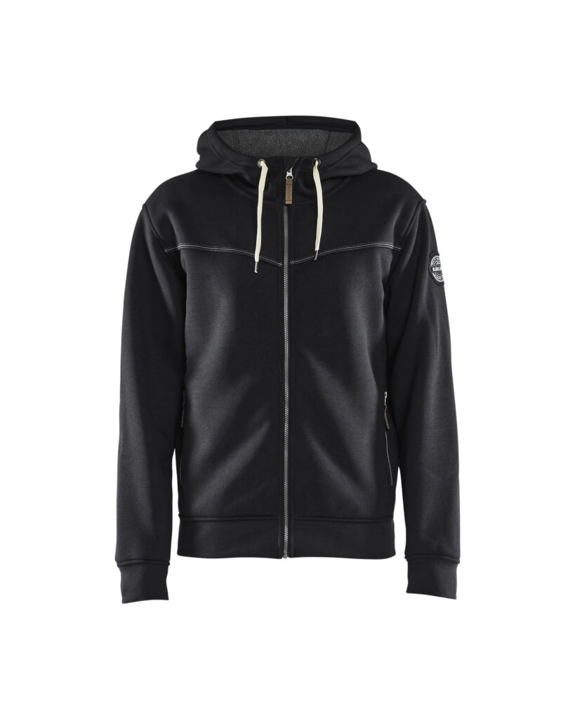 Sweat zippé à capuche doublure thermique Noir