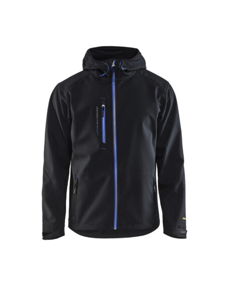 Veste Softshell à capuche Noir/Bleu roi