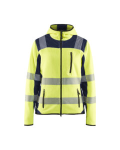 Veste tricotée haute-visibilité femme Jaune fluo/Marine