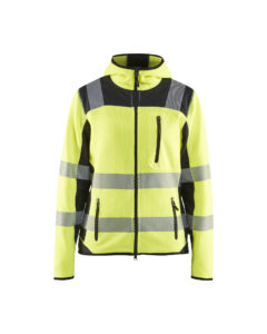 Veste tricotée haute-visibilité femme Jaune fluo/Noir