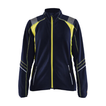 Veste micropolaire détails fluo femme Marine/Jaune fluo