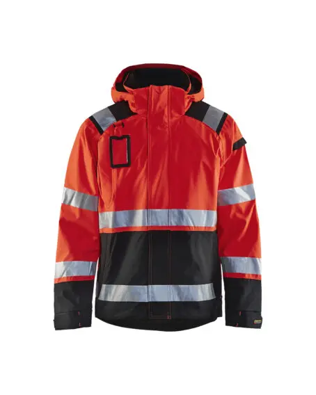 Veste hardshell stretch 2D haute-visibilité Rouge fluo/Noir