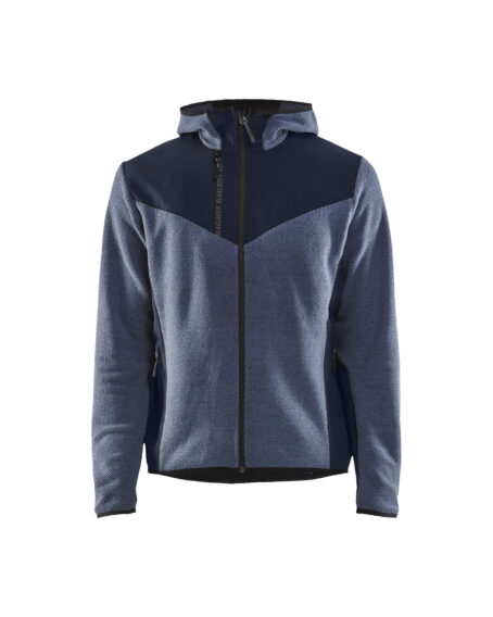 Veste tricotée avec softshell Bleu guède/Marine foncé