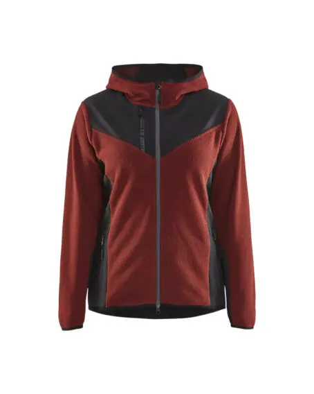 Veste tricotée femme Rouge brique/Noir