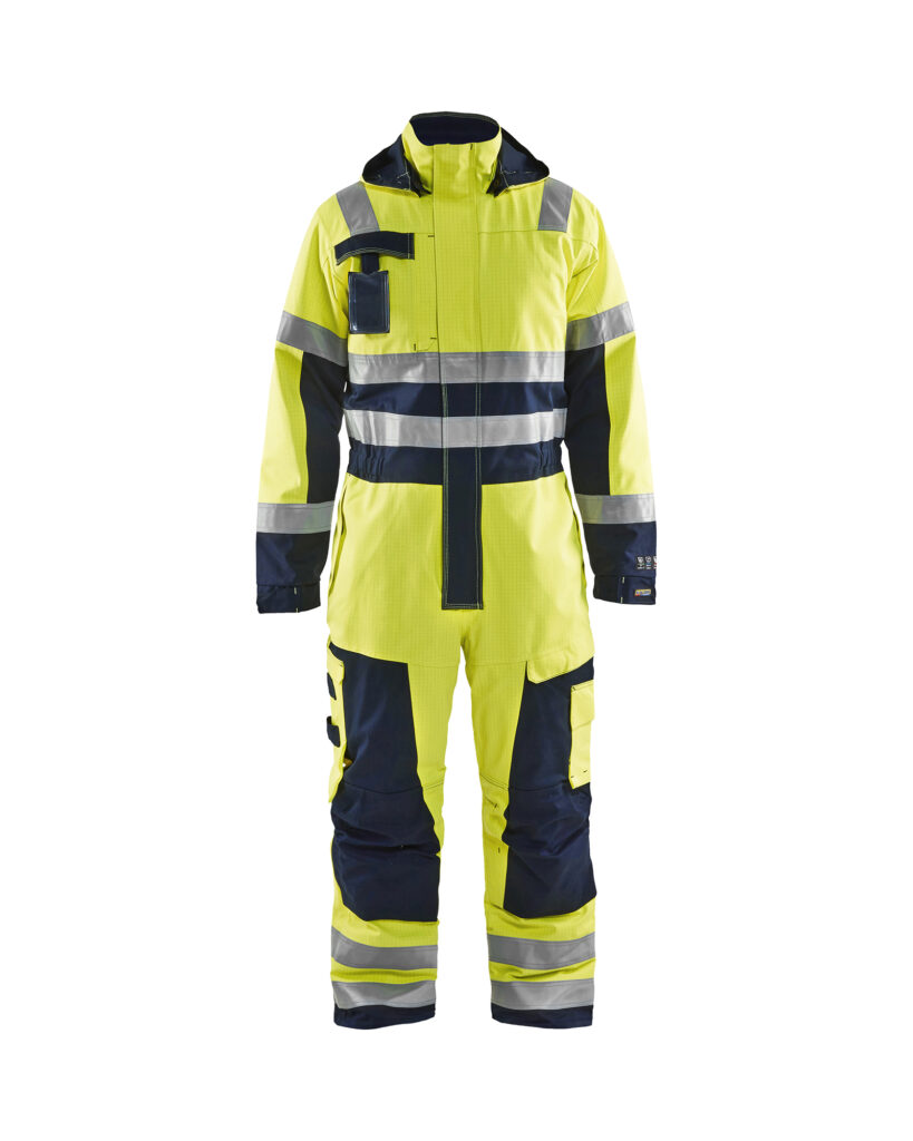 Combinaison manches longues hiver multinormes Jaune fluo/Marine