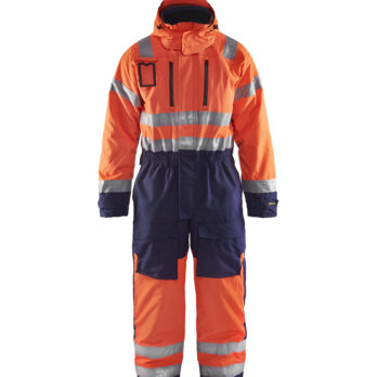 Combinaison hiver manches longues haute visibilité Orange fluo/Marine