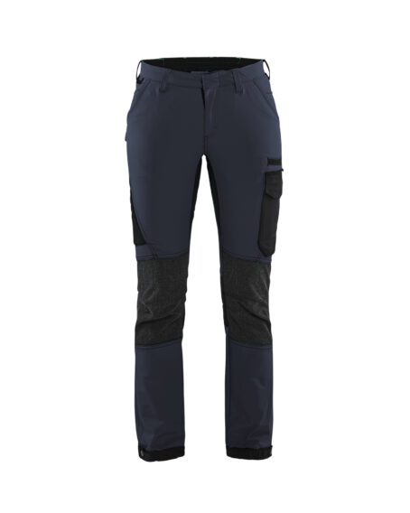 Pantalon  maintenance stretch 4D femme Marine foncé/Noir