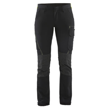 Pantalon maintenance femme stretch 4D Noir/Jaune fluo