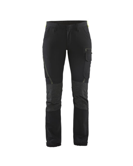 Pantalon maintenance femme stretch 4D Noir/Jaune fluo