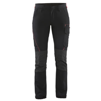 Pantalon  maintenance stretch 4D femme Noir/Rouge