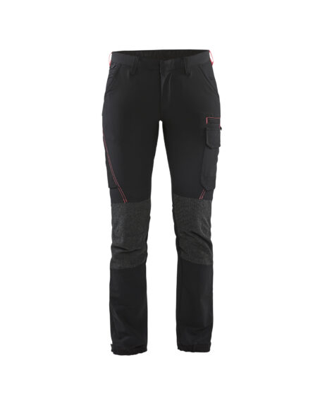 Pantalon  maintenance stretch 4D femme Noir/Rouge