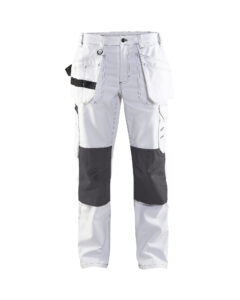 Pantalon peintre femme Blanc/Gris foncé