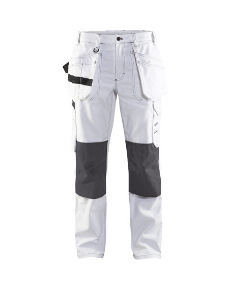 Pantalon peintre femme Blanc/Gris foncé