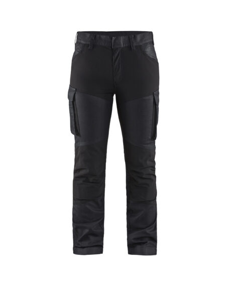 Pantalon maintenance denim stretch 2D femme Marine/Noir