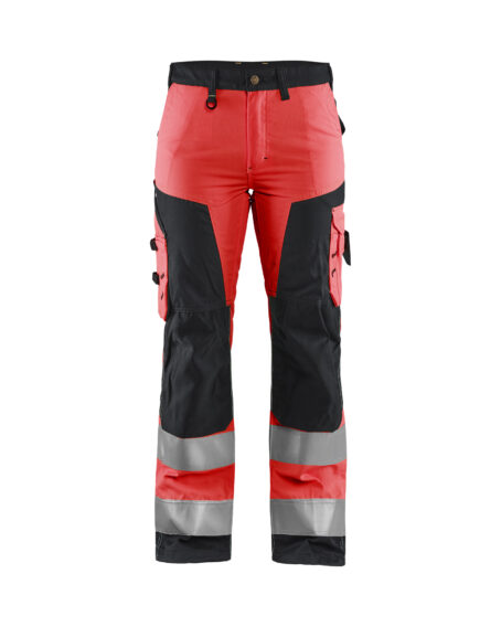 PANTALON Haute-visibilité FEMME Rouge fluo/Noir