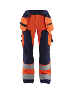 PANTALON Haute-visibilité FEMME Orange fluo/Marine