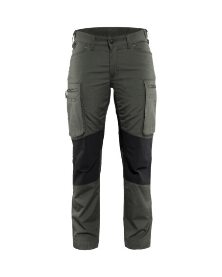 Pantalon maintenance +stretch femme Vert armée/Noir