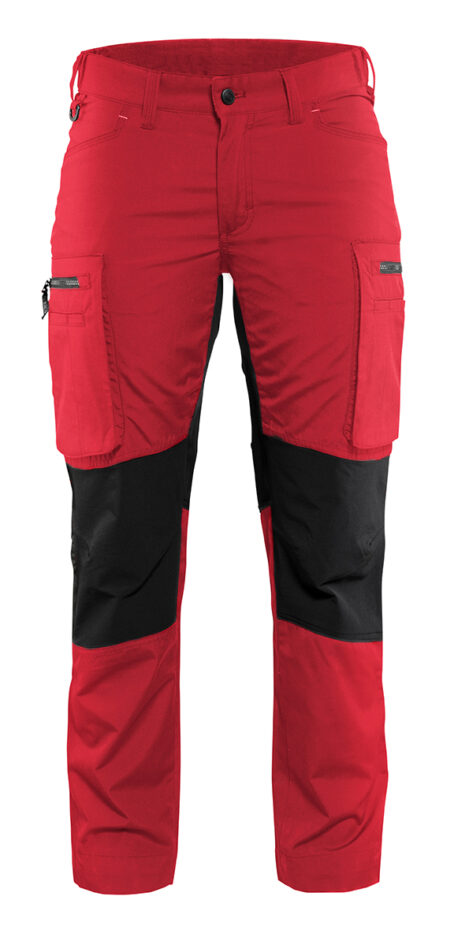 Pantalon maintenance +stretch femme Rouge/Noir