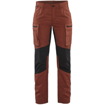 Pantalon maintenance +stretch femme Rouge brique/Noir