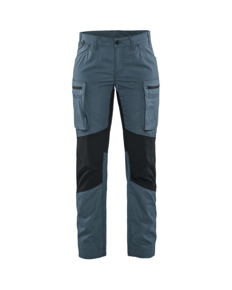 Pantalon maintenance +stretch femme Bleu guède/Marine foncé