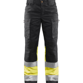 Pantalon +stretch haute visibilité FEMME Marine/Jaune fluo